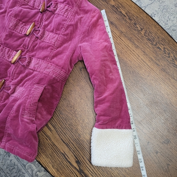 Salt & Pepper Fucshia Corduroy and Sherpa Hooded Winter Jacket Size Women Small - Picture 10 of 12